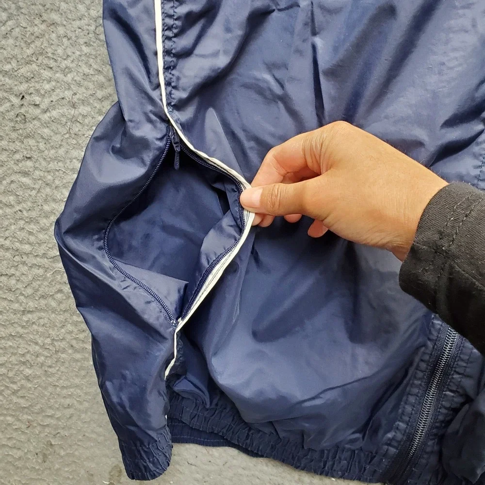 Nike Windbreaker Jacket Mens L Blue Mesh Lined Athletic Long Sleeve Full-Zip EUC